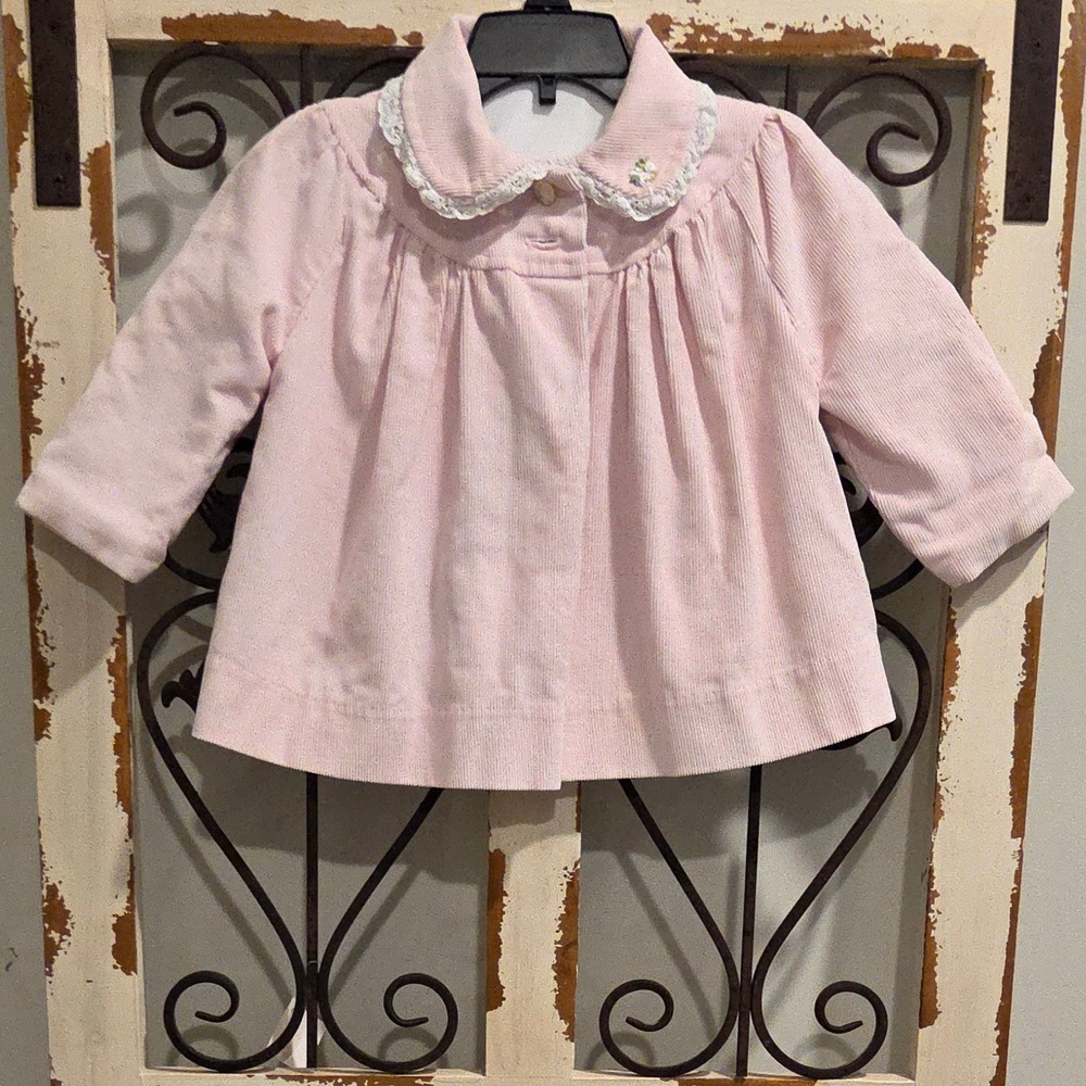 Vtg Millicents of San Francisco Pink Corduroy Swing Coat Dress Jacket Girls 2T